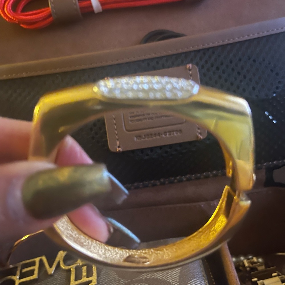 Givenchy 1977 Bangle Cuff Cuff Gold Rhodium-plated Rhinestone Vintage as new